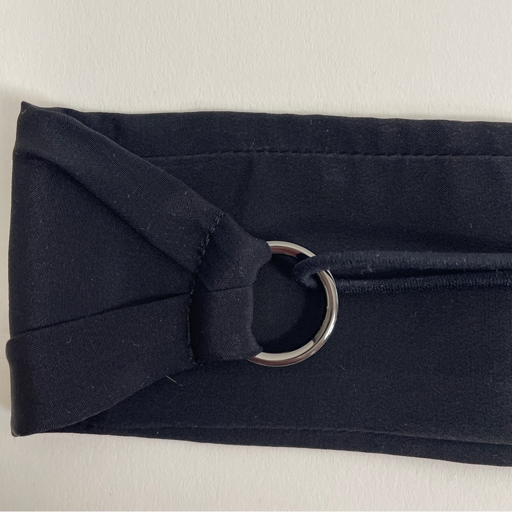 COLETTE MALOUF Black Pleat Cloth Headband With Metal Rings - Picture 4 of 8